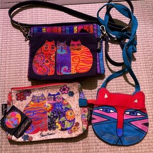 Lot of 3 Laurel Burch Cat Bags, Handbag Tote